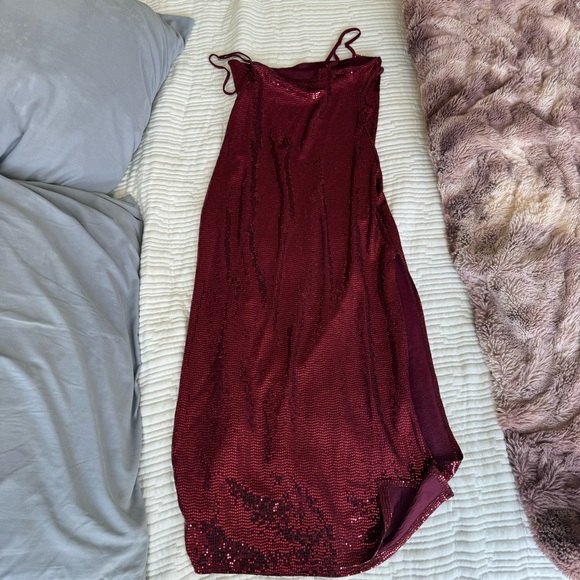 Bebe Red Sequin Disco Dot Maxi Dress - Picture 7 of 12